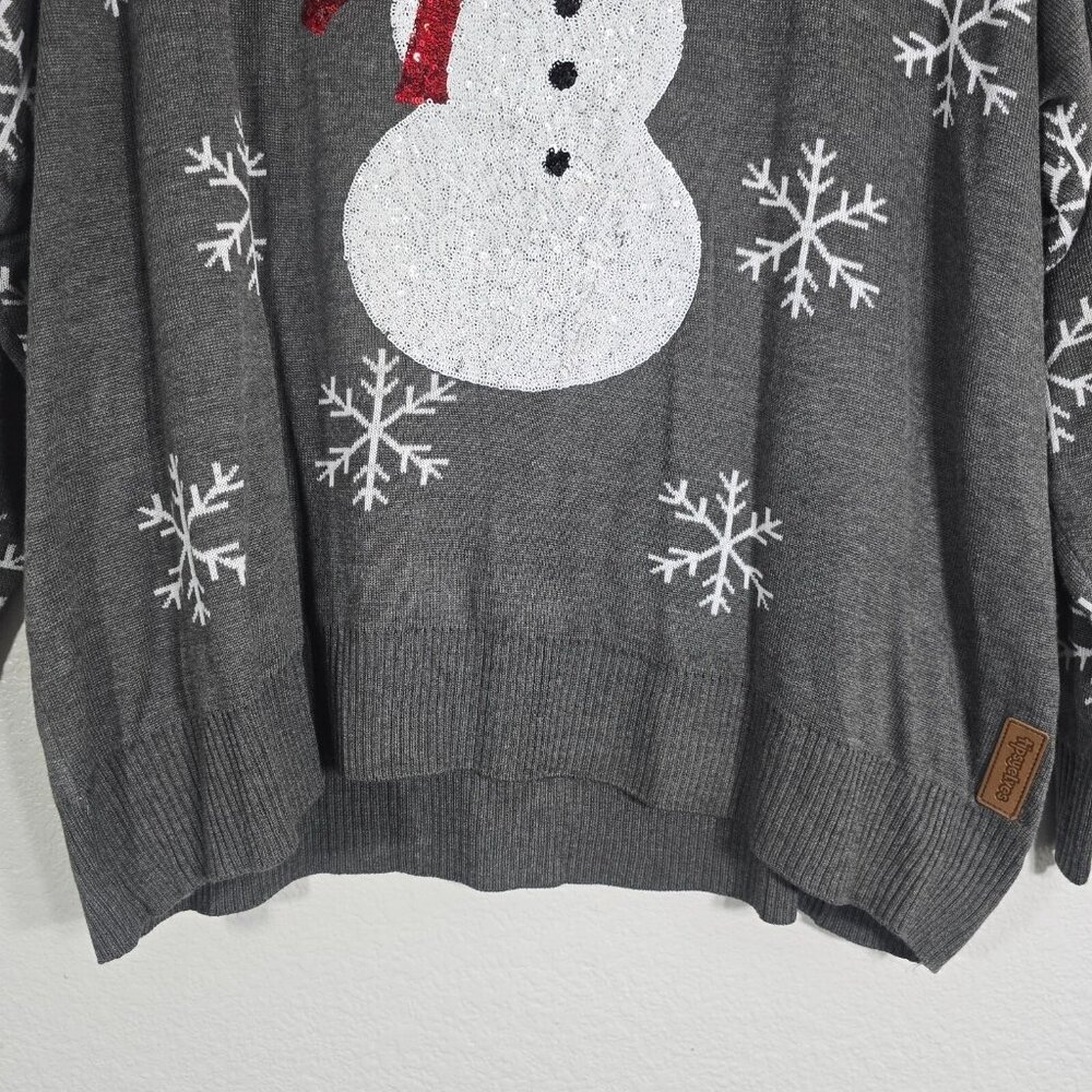 Tipsy Elves Ugly Christmas Sweater Women XXL Snowman Sequin Gray Holiday Party - Picture 3 of 10